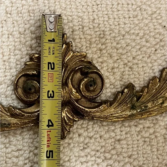 Vintage Solid Brass Wall Decor Ornament Plaque Topper Furniture Accent - Picture 12 of 16